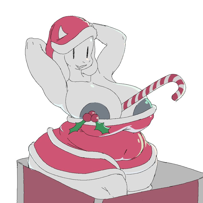 anthro belly candy candy_cane christmas_clothing clothing dessert female food holidays nipple_outline solo nerobero0 christmas undertale_(series) toriel bovid caprine goat mammal 1:1