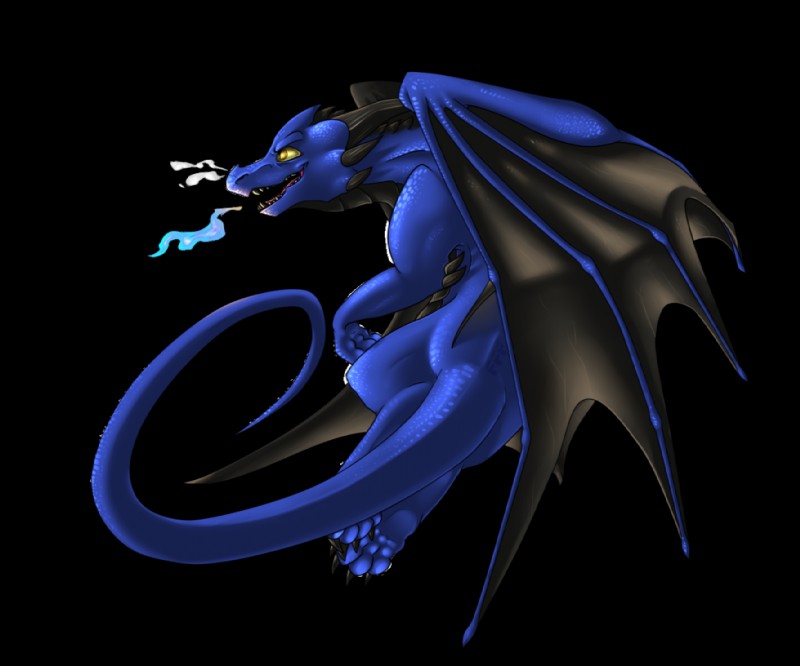 blue_body blue_scales blue_skin feral fire horn scales smoke solo spikes tail tongue wings yellow_eyes unknown_artist european_mythology mythology requiem dragon mythological_creature mythological_scalie scalie western_dragon alpha_channel