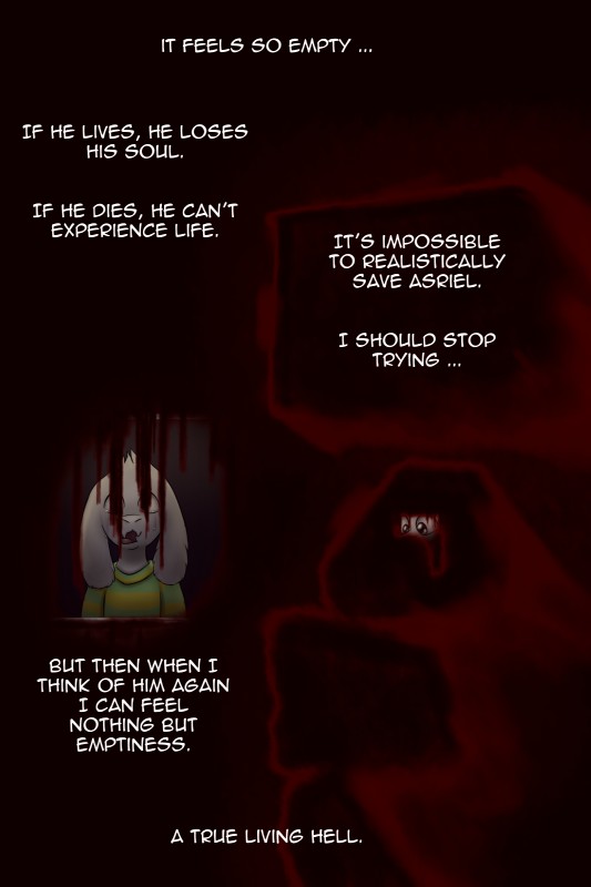 blood bodily_fluids dialogue fur text white_body white_fur scottderg undertale undertale_(series) asriel_dreemurr boss_monster_(undertale) bovid caprine goat mammal 2015 2:3 absurd_res comic english_text hi_res