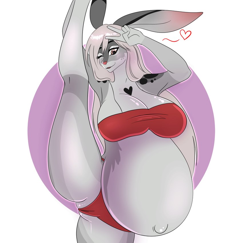 anthro belly big_belly big_breasts bra breasts clothing female gymnast pregnant solo tracksuit underwear bertyborts eli_(kami_yama) lagomorph leporid mammal rabbit 1:1 absurd_res hi_res