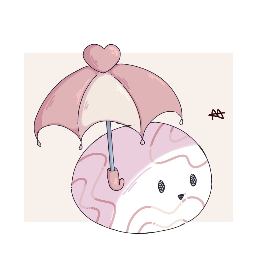 ambiguous_gender black_eyes cosplay heart_symbol parasol simple_background smile smiley_face solo umbrella lightmizano kirby_(series) kirby_star_allies nintendo parasol_kirby void_termina waddling_head 1:1 hi_res