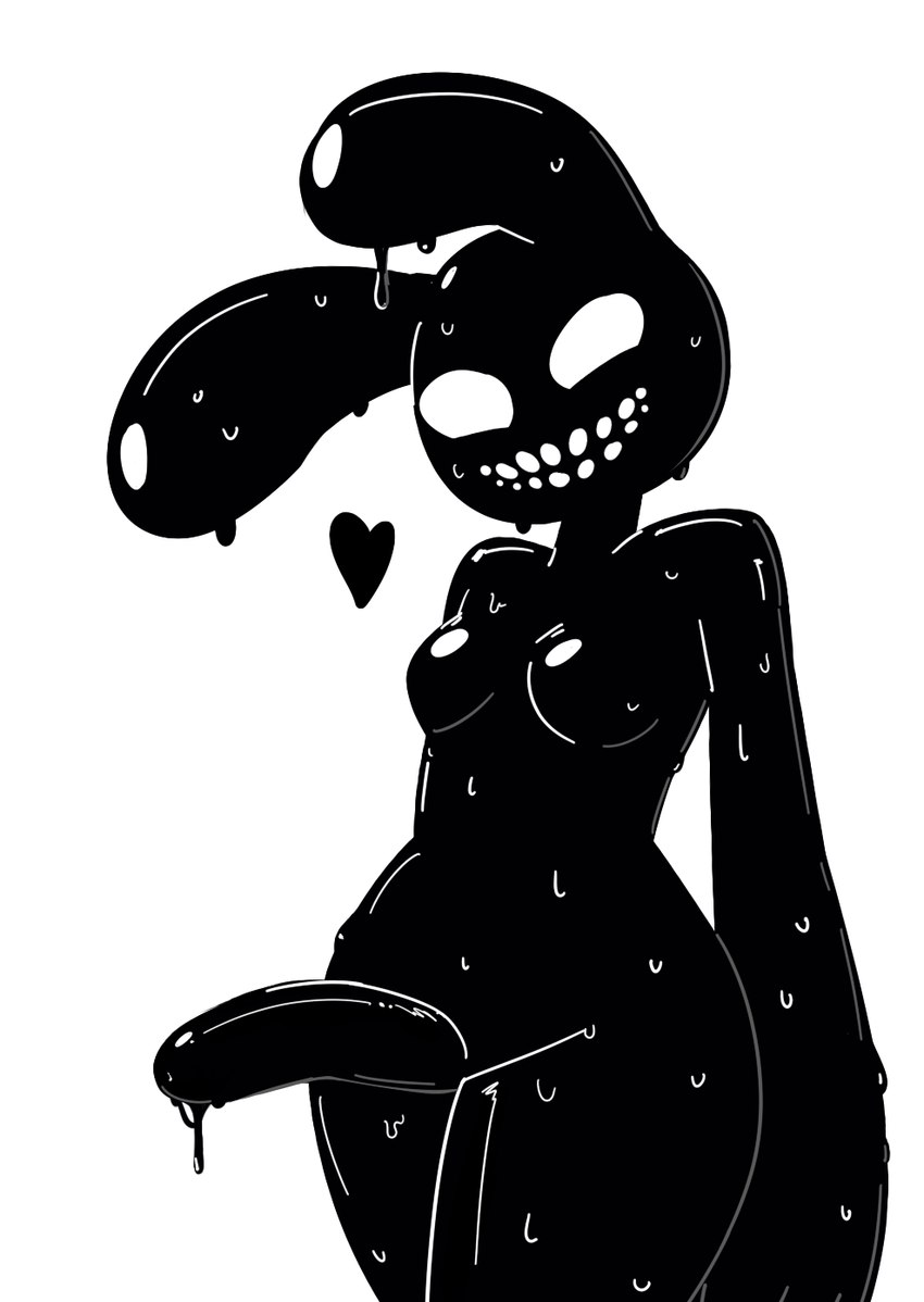 anthro black_body breasts dripping genitals gynomorph heart_symbol intersex looking_at_viewer nude penis simple_background small_breasts solo teeth white_background unnecessaryfansmut five_nights_at_freddy's five_nights_at_freddy's_2 scottgames shadow_bonnie_(fnaf) lagomorph leporid mammal rabbit 2016 black_and_white digital_drawing_(artwork) digital_media_(artwork) hi_res monochrome