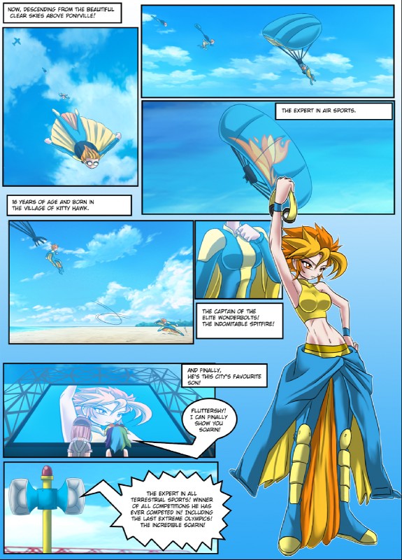 alternate_species beach cloud dialogue female hair human_only humanized multicolored_hair not_furry outside pink_hair seaside sky text mauroz friendship_is_magic hasbro my_little_pony fluttershy_(mlp) rainbow_dash_(mlp) spitfire_(mlp) wonderbolts_(mlp) human mammal comic english_text hi_res