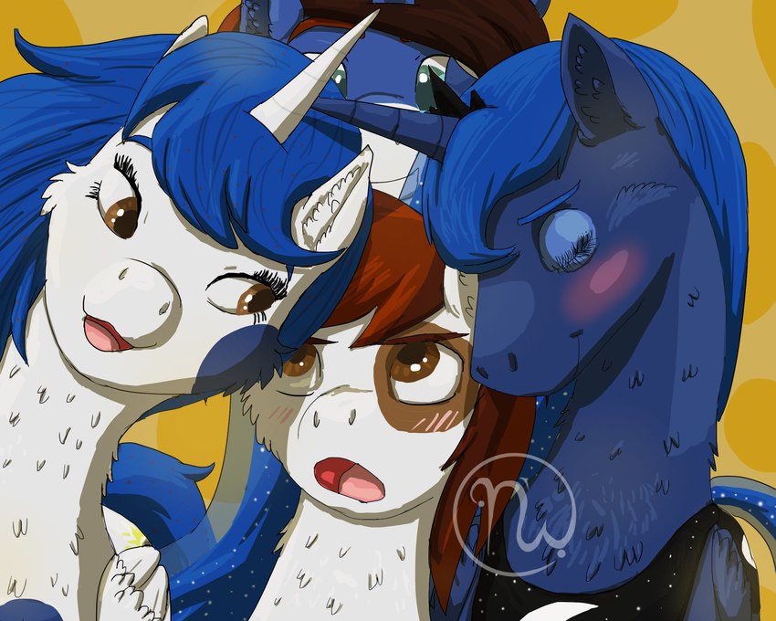 age_difference aged_up alternate_universe black_tiara blue_body blue_eyebrows blue_eyes blue_fur blue_horn blue_mane blue_markings blue_tail blue_wings blush blush_lines brown_eyebrows brown_eyes brown_mane brown_markings cheek_tuft closed_smile crown cutie_mark eyebrows eyelashes facial_tuft family feathered_wings feathers female feral folded_wings fur fur_markings group headgear horn larger_female larger_feral larger_male leaning leaning_sideways light logo long_mane looking_at_another male mane markings mouth_closed multicolored_body multicolored_fur multicolored_mane older_female older_feral older_male open_mouth open_smile orange_background pink_tongue prince princess royalty simple_background size_difference smaller_feral smaller_male smile tail teasing tiara tongue tuft two_tone_body two_tone_fur two_tone_mane white_body white_fur white_horn white_wings wings younger_female younger_feral younger_male skywater friendship_is_magic futurehooves hasbro my_little_pony mythology fan_character pipsqueak_(mlp) prince_waxing_moon princess_luna_(mlp) princess_radiant_eclipse earth_pony equid equine horse mammal mythological_creature mythological_equine pony unicorn winged_unicorn 2017 5:4 artist_logo colored dialogue_in_description digital_drawing_(artwork) digital_media_(artwork) english_description hi_res lighting shaded brother_(lore) brother_and_sister_(lore) daughter_(lore) father_(lore) father_and_child_(lore) father_and_daughter_(lore) father_and_son_(lore) mother_(lore) mother_and_child_(lore) mother_and_daughter_(lore) mother_and_son_(lore) parent_(lore) parent_and_child_(lore) parent_and_daughter_(lore) parent_and_son_(lore) sibling_(lore) sister_(lore) son_(lore)