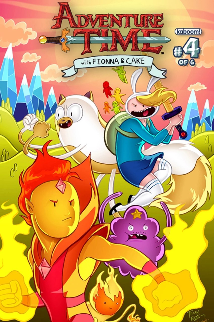 ambiguous_gender anthro bottomwear clothing cloud female fire forehead_gem fur gem grass group hair male melee_weapon plant skirt sword tail title toony weapon kimball_davis terry_blas adventure_time adventure_time_(kaboom!) cartoon_network cake_the_cat fionna_the_human flame_prince lumpy_space_prince domestic_cat elemental_creature elemental_humanoid felid feline felis fire_creature fire_humanoid human humanoid lumpy_space_denizen mammal 2013 2:3 cover hi_res official_art