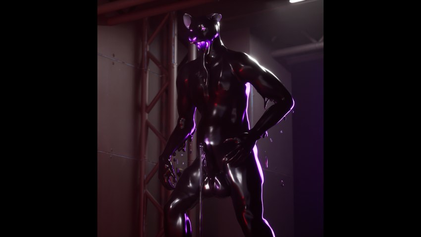 anthro bodily_fluids corruption cum cum_drip dripping genital_fluids glowing glowing_eyes goo_cum latex liquid_latex male mind_break mind_control slime solo kertit goo_creature hyena mammal spotted_hyena 16:9 hi_res widescreen