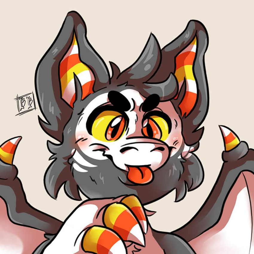 black_body black_ears candy candy_corn candy_corn_pattern dessert ears_up food fur glowing grey_body grey_fur grey_wings hair holidays male neck_tuft open_mouth orange_body orange_eyes orange_fur rainbow rainbow_background semi-anthro shading_eyes simple_background smile solo teeth teeth_showing tongue tongue_out tuft white_body white_fur white_nose white_wings wings yellow_body yellow_ears yellow_eyes yellow_fur yellow_mouth bonybones halloween mythology fangz_the_bat-dragon bat canid canine dragon hybrid mammal mythological_creature mythological_scalie scalie 1:1 digital_media_(artwork) headshot_portrait icon portrait signature