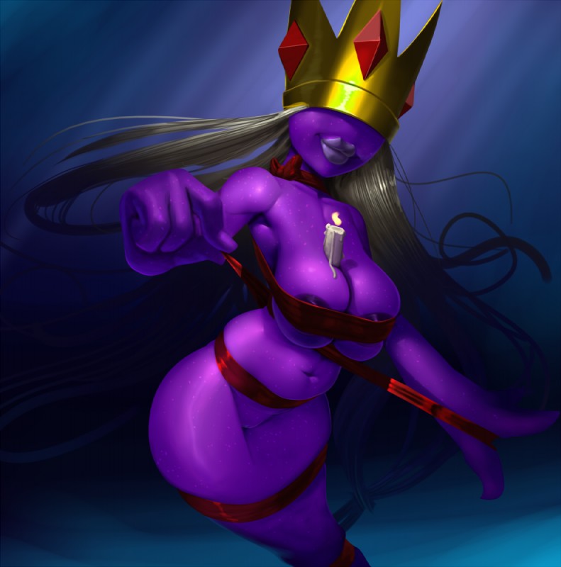 areola big_breasts breasts candle cleavage clothed clothing crown female genitals headgear huge_breasts lips not_furry pussy ribbons smile solo thick_lips theboogie mario_bros nintendo paper_mario shadow_queen ghost spirit 2014 colored digital_media_(artwork)