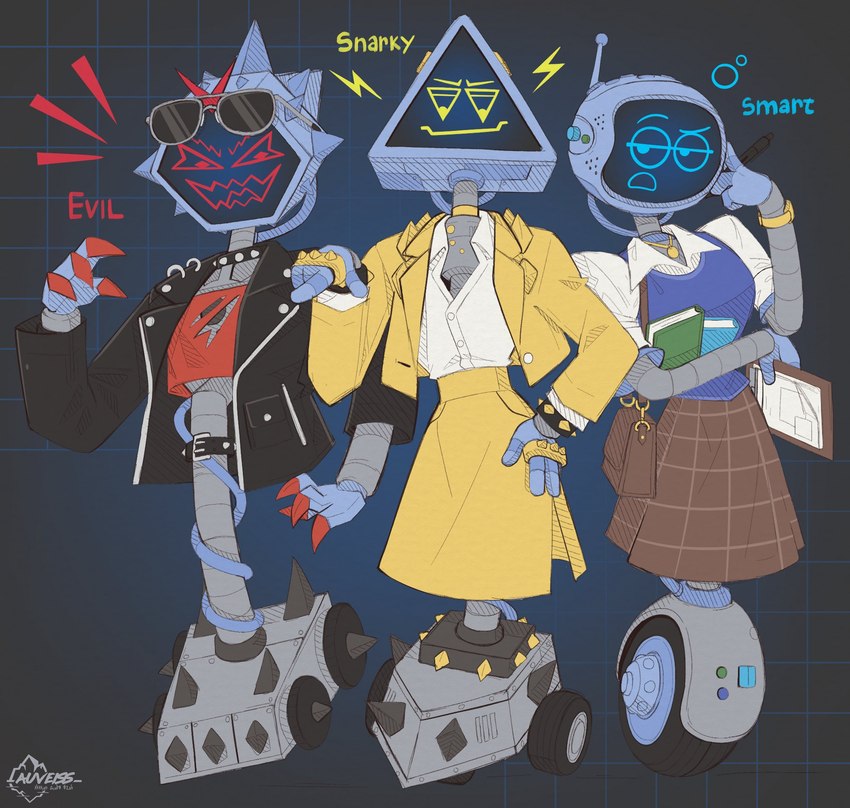 4_fingers antennae_(anatomy) belt blue_clothing bracelet brass_knuckles chart claws clock clothing crt digit_ring dress evil_face eyewear female fingers gesture glasses group hand_gesture handwear headgear headwear jacket jewelry machine melee_weapon necklace pointing pose purse_over_shoulder red_clothing simple_background smile snarky text topwear trio watch weapon wheel yellow_clothing yellow_dress auveiss nickelodeon plankton:_the_movie spongebob_squarepants spongebob_squarepants_(series) karen_plankton super_evil_karen super_smart_karen super_snarky_karen robot 2025 artist_name digital_drawing_(artwork) digital_media_(artwork) hi_res signature