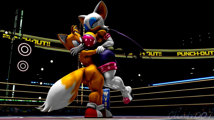 anthro armwear bear_hug big_breasts big_butt boots breast_smother breasts butt clothing elbow_gloves female fighting_ring footwear footwear_only gloves handwear high_heeled_boots high_heels mostly_nude multi_tail shoes shoes_only smothering tail wings wrestling clintr007 punch-out!! sega sonic_the_hedgehog_(series) miles_prower rouge_the_bat 16:9 3d_(artwork) absurd_res digital_media_(artwork) hi_res signature source_filmmaker_(artwork) widescreen