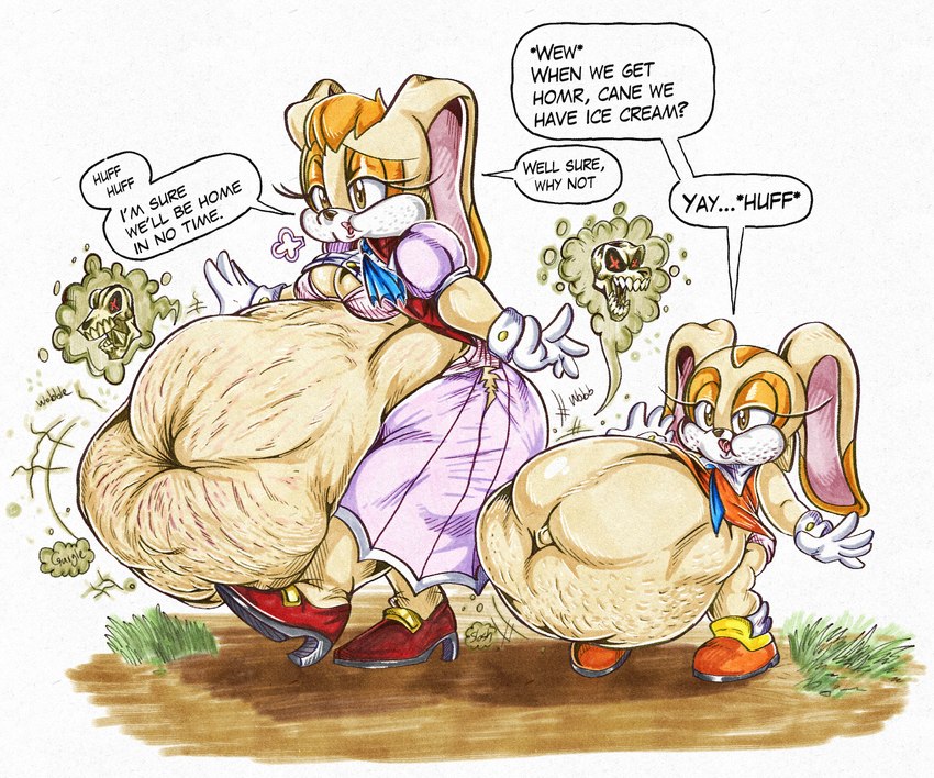 after_vore anthro belly big_belly clothing death digestion duo female footwear huge_belly obese overweight shoes simple_background text vore weight_gain white_background killboo sega sonic_the_hedgehog_(series) cream_the_rabbit vanilla_the_rabbit lagomorph leporid mammal rabbit 2024 6:5 english_text hi_res