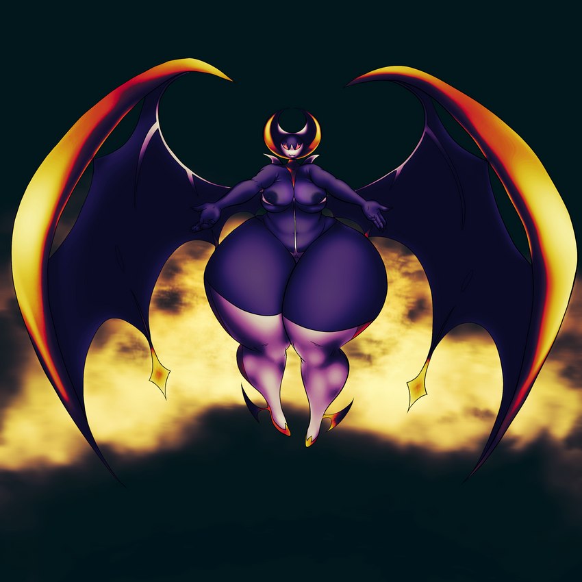 anthro bat_wings bikini breasts clothing female legwear membrane_(anatomy) membranous_wings micro_bikini nipples pokemorph solo swimwear thick_thighs thigh_highs two-piece_swimsuit wide_hips wings leptail nintendo pokemon generation_7_pokemon legendary_pokemon lunala pokemon_(species) 1:1 absurd_res hi_res