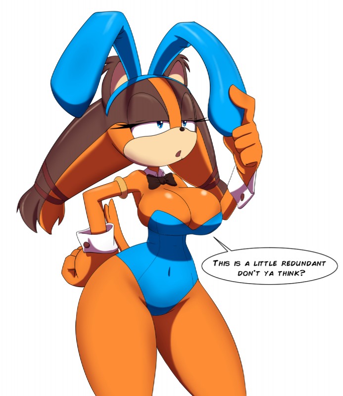 anthro big_breasts blue_eyes breasts bunny_costume cleavage clothed clothing costume dialogue female huge_breasts lidded_eyes solo text thick_thighs wide_hipped_female wide_hips kojiro-brushard sega sonic_boom sonic_the_hedgehog_(series) sticks_the_jungle_badger badger mammal mustelid musteline 2017 english_text hi_res