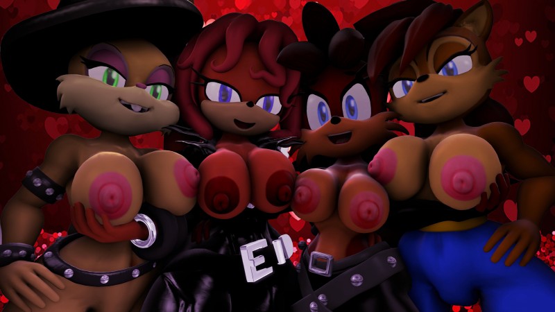 anthro big_breasts breasts clothed clothing female group looking_at_viewer nipples pose seductive spooknspazz archie_comics sega sonic_the_hedgehog_(archie) sonic_the_hedgehog_(comics) sonic_the_hedgehog_(series) buns_rabbot fiona_fox lien-da princess_alicia_acorn mammal 16:9 3d_(artwork) 4k absurd_res digital_media_(artwork) hi_res source_filmmaker_(artwork) widescreen