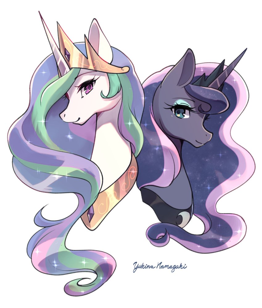 princess celestia and princess luna (friendship is magic and etc) created by namagakiokami