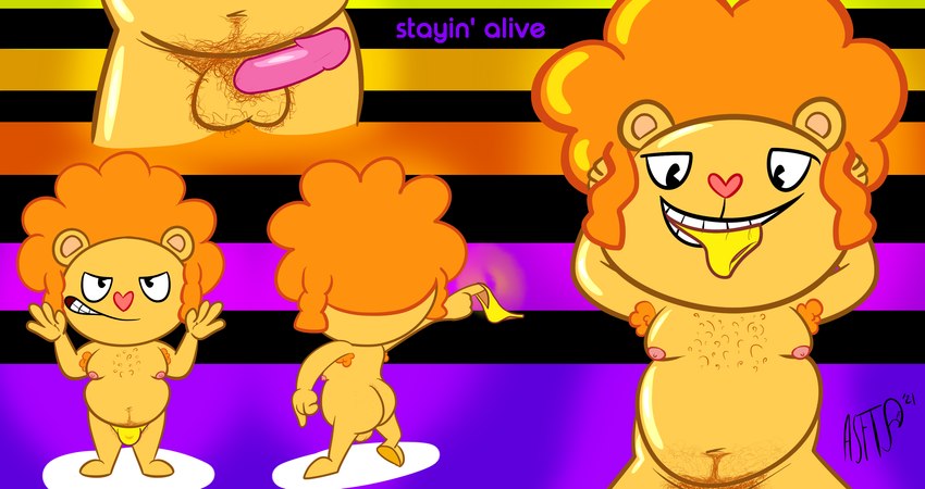 armpit_hair balls body_hair bulge butt chest_hair clothing genitals male moobs nipples nude penis pubes solo speedo swimwear squirrelfromthesouth happy_tree_friends disco_bear_(htf) hi_res