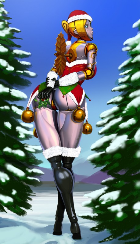 big_butt butt christmas_clothing christmas_headwear clothing female hat headgear headwear holidays holly_(plant) kissing_bough looking_at_viewer looking_back machine mistletoe not_furry panties plant presenting presenting_hindquarters santa_hat solo thick_thighs underwear wind-up_key aka6 christmas league_of_legends riot_games tencent orianna_(lol) humanoid robot hi_res