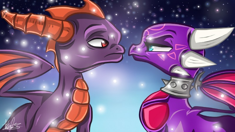 cynder and spyro (the legend of spyro and etc) created by katthefalcon