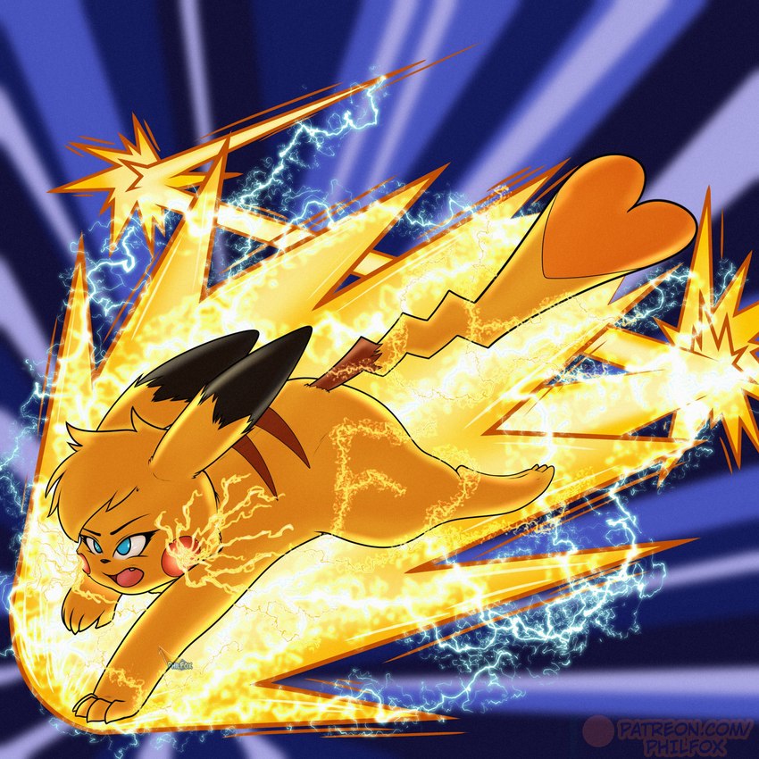 angry attack electricity female feral heart_tail lightning simple_background solo sparks tail volt_tackle philfox nintendo pokemon mina_(liquidfay) generation_1_pokemon pikachu pokemon_(species) 1:1 hi_res