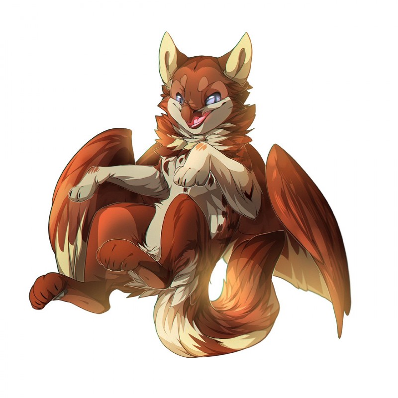 4_toes ambiguous_gender anthro beak blue_eyes brown_beak brown_body brown_fur feathered_wings feathers feet feral fur open_mouth simple_background smile solo tail toes tongue white_background wings rikitoka mythology avian gryphon mythological_avian mythological_creature 1:1 hi_res