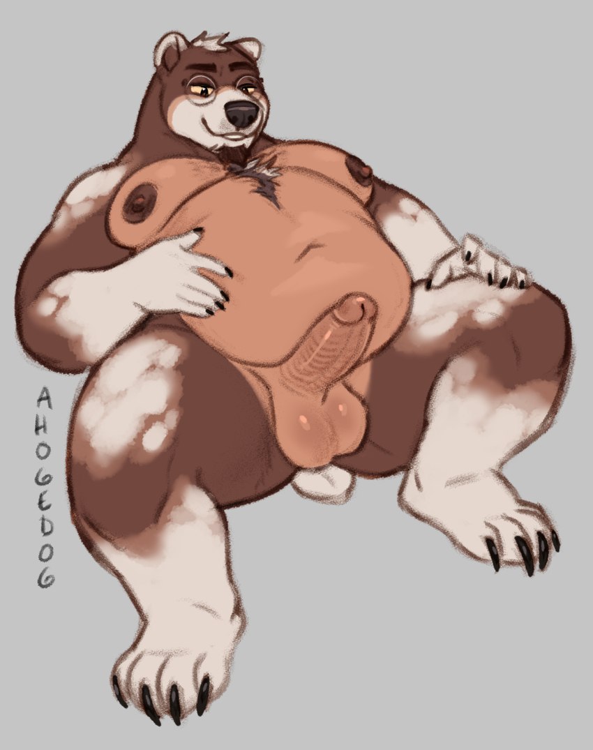 anthro balls belly big_balls big_belly big_nipples chest_tuft circumcised erection eyewear facial_hair genitals glasses male moobs nipples nude paws penis solo tuft ahoge_(artist) ahogedog graham_(bigteddygraham) bear brown_bear grizzly_bear hybrid mammal polar_bear ursine hi_res