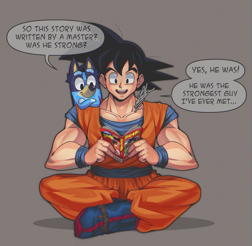 bluey heeler and goku (bluey (series) and etc) created by fabarts