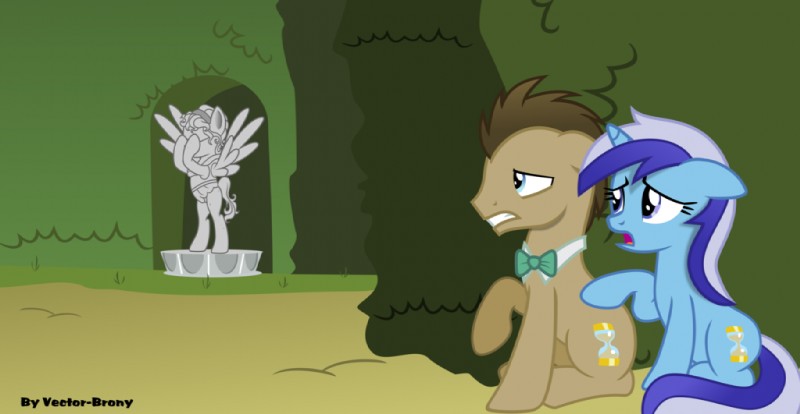 anthro duo female hedge hedge_maze horn male maze plant sculpture shrub statue vector-brony friendship_is_magic hasbro my_little_pony mythology doctor_whooves_(mlp) minuette_(mlp) equid equine horse mammal mythological_creature mythological_equine pony unicorn