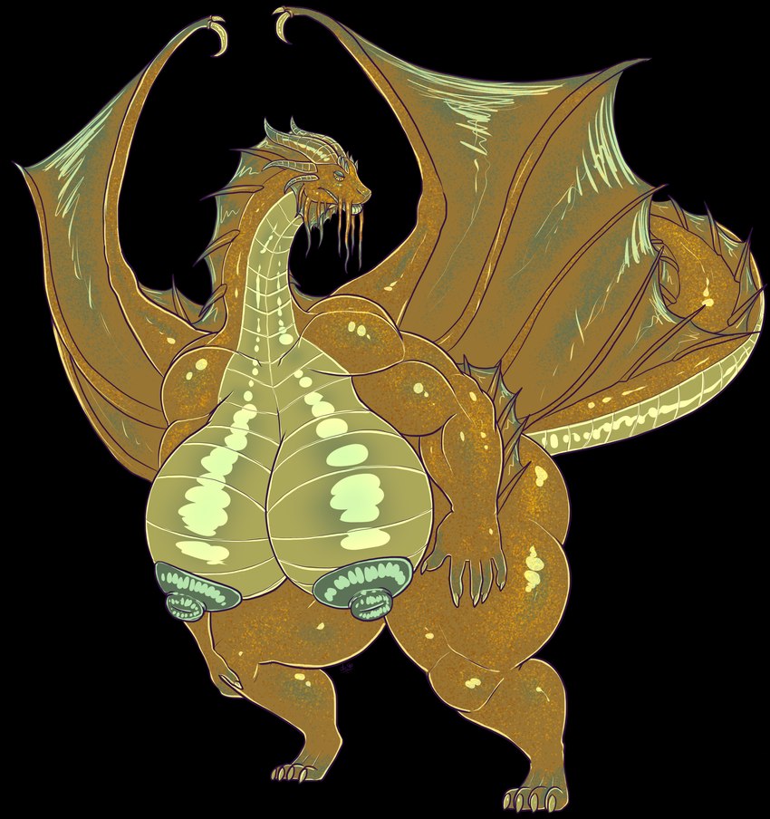 anthro arm_fin big_breasts breasts female fin gold_skin head_fin horn huge_breasts hyper hyper_breasts membrane_(anatomy) membranous_wings multi_horn muscular muscular_female neck_fin nipples solo tail tail_fin thick_thighs whiskers wings desbjust mythology gildrina_(desbjust) dragon gold_dragon mythological_creature mythological_scalie scalie absurd_res alpha_channel hi_res