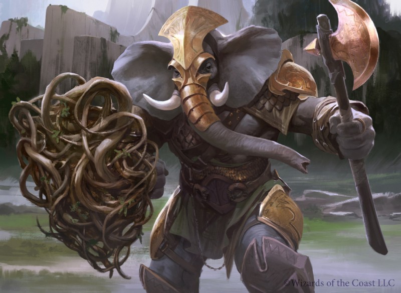 action_pose anthro armor axe biped bracers bronze_(metal) fighting_pose front_view furgonomics girdle greaves headgear helmet holding_object holding_weapon male melee_weapon military outside pauldron pose ring rock scalemail shield soldier solo standing trunk tusks warrior weapon wraps wesley_burt hasbro magic:_the_gathering wizards_of_the_coast elephant elephantid loxodon mammal proboscidean digital_media_(artwork) digital_painting_(artwork) official_art