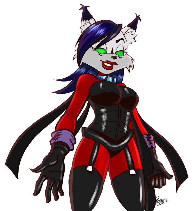 anthro clothed clothing female fur fusion gloves green_eyes hair handwear simple_background smile solo pranky archie_comics reboot sega sonic_the_hedgehog_(archie) sonic_the_hedgehog_(comics) sonic_the_hedgehog_(series) hexadecimal_(reboot) nicole_the_lynx digital_creature felid feline lynx mammal hi_res