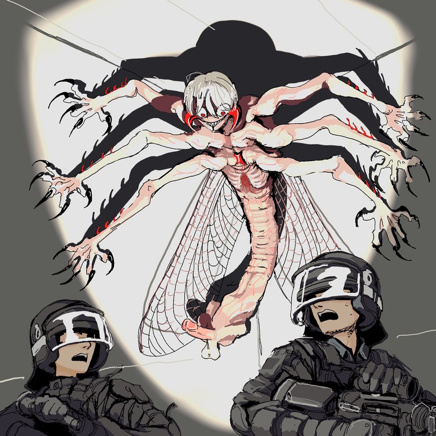 6_arms balls body_horror clothed clothing creepy_face erection genitals gun humanoid_genitalia humanoid_penis imminent_rape imminent_sex insect_wings male multi_arm multi_limb penis ranged_weapon teratophilia weapon what_has_science_done wings sinnykitt animal_humanoid arthropod arthropod_humanoid human humanoid insect insect_humanoid mammal hi_res