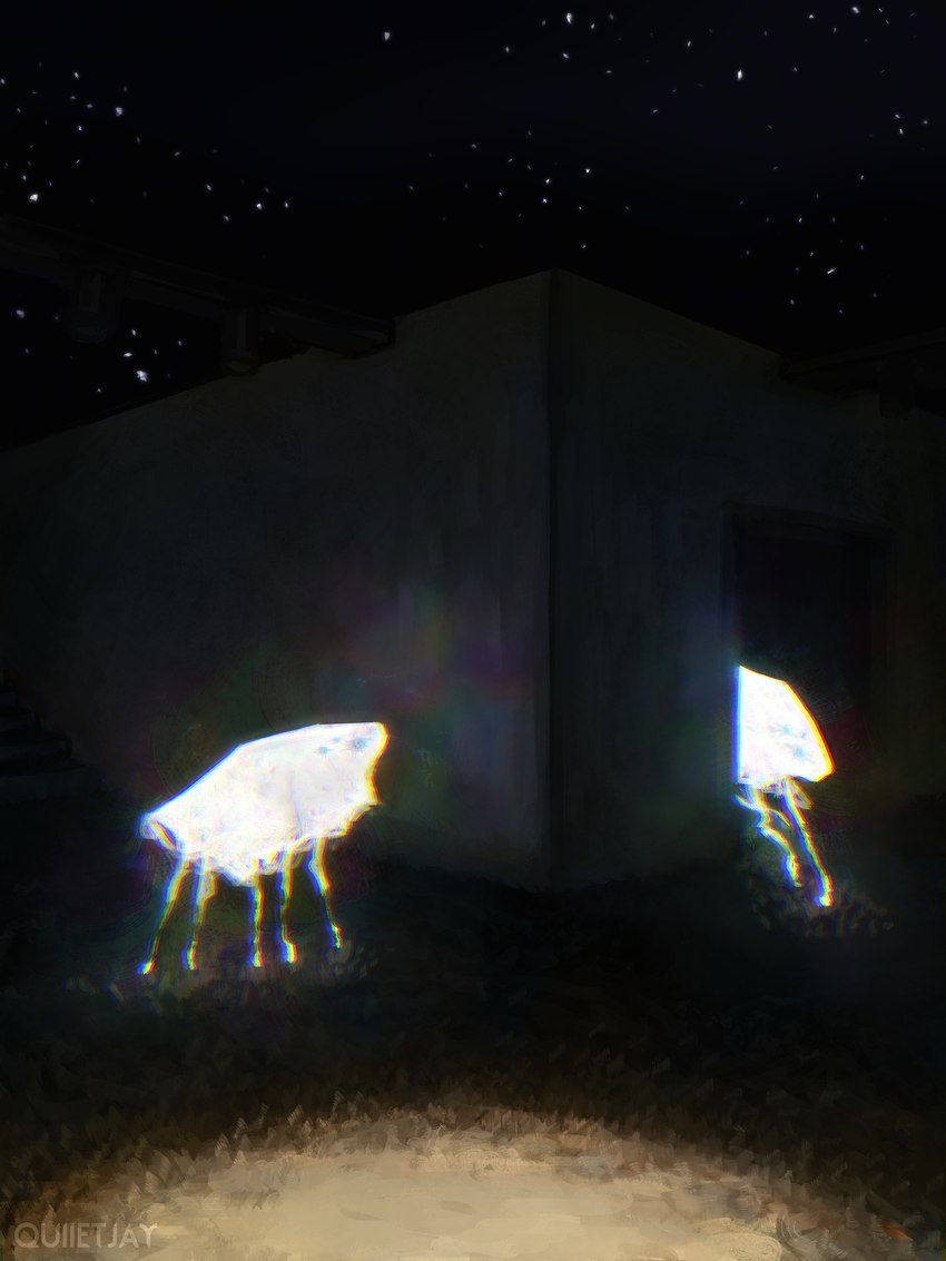 ambiguous_gender dark duo feral glowing glowing_body grass green_grass light liminal_spaces night plant side_view sky star starry_sky thin_legs wall_(structure) weirdcore white_body white_glow quiietjay cc-by-nc creative_commons the_backrooms zooliminology_project spospo_(zooliminology) 2024 3:4 absurd_res artist_name colored digital_media_(artwork) digital_painting_(artwork) hi_res watermark