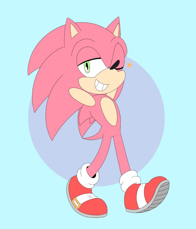 alternate_color anthro male one_eye_closed solo wink chocolatechippi sega sonic_the_hedgehog_(series) sonic_the_hedgehog eulipotyphlan hedgehog mammal hi_res