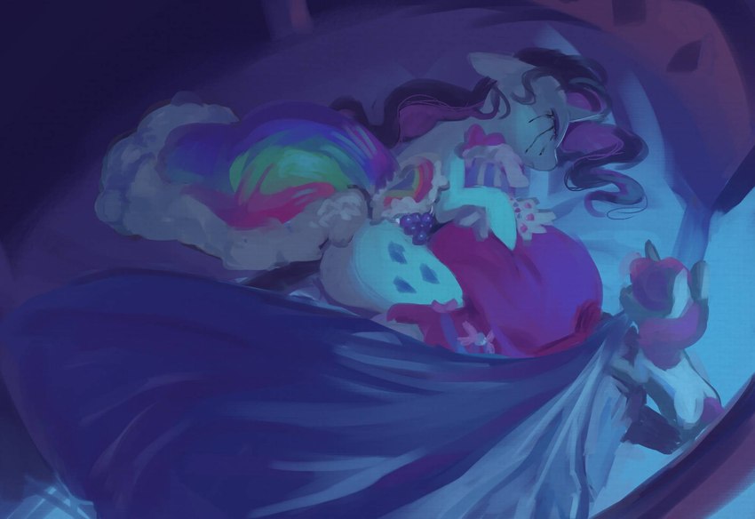 alternate_universe bed bedroom bodily_fluids clothing crying cutie_mark duo emotional facial_markings female female_feral feral fur furniture hair head_markings hooves horn markings night purple_hair purple_tail shadow sleeping solo_focus tail tear_(marking) tears text white_body white_fur young young_female young_feral sinful_pie cupcakes_(mlp_fanfic) friendship_is_magic hasbro my_little_pony mythology rarity_(mlp) sweetie_belle_(mlp) equid equine horse mammal mythological_creature mythological_equine pony unicorn 2024 digital_drawing_(artwork) digital_media_(artwork) english_description english_text hi_res shaded traditional_media_(artwork)