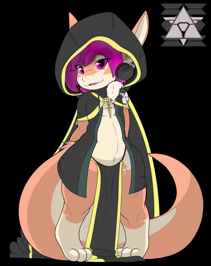 anthro belly black_cape black_cloak black_clothing cape cloak clothing electronics female hair headphones logo looking_at_viewer multicolored_body navel pink_eyes pink_hair simple_background slightly_chubby slightly_chubby_anthro slightly_chubby_female smile smiling_at_viewer solo standing tail thick_tail transparent_background two_tone_body sentinelwinder mythology melody_(sentinelwinder) dragon kitty_dragon mythological_creature mythological_scalie scalie alpha_channel artist_logo digital_media_(artwork) hi_res