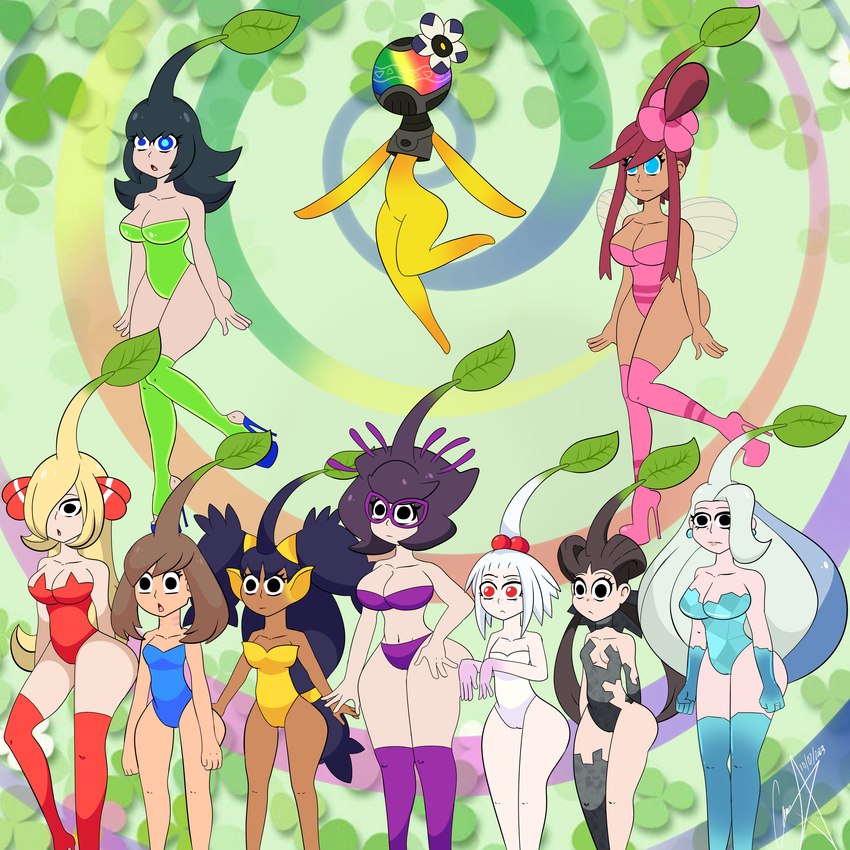 big_breasts big_butt bikini breasts butt clothing empty_eyes female group gym_leader hypnosis leaf_(anatomy) leotard mind_control plant pokemon_champion swimwear transformation two-piece_swimsuit wide_hips wings soropin nintendo pikmin pokemon cynthia_(pokemon) iris_(pokemon) may_(pokemon) melony_(pokemon) roxanne_(pokemon) roxie_(pokemon) sabrina_(pokemon) skyla_(pokemon) wicke_(pokemon) elemental_creature flora_fauna humanoid pikmin_(species) 1:1 absurd_res hi_res