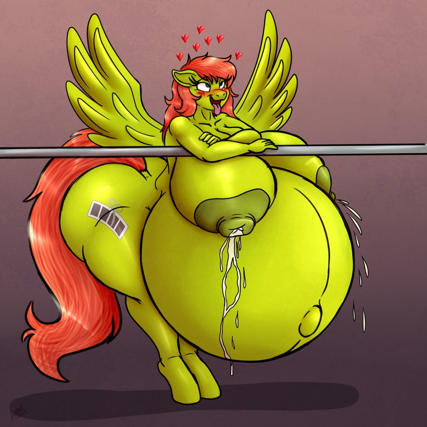 ahegao anthro areola belly big_belly big_breasts blush bodily_fluids breasts cutie_mark eyelashes feathered_wings feathers female green_areola green_body green_feathers green_nipples hair hooves huge_belly huge_breasts hyper hyper_belly hyper_breasts hyper_pregnancy lactating looking_pleasured milk navel nipples pregnant pregnant_anthro pregnant_female red_hair red_tail smile solo spread_wings tail thick_thighs unguligrade wide_hips wings 09hankris hasbro my_little_pony mythology fan_character young_weird_(retropony) equid equine mammal mythological_creature mythological_equine pegasus 1:1 digital_media_(artwork) hi_res