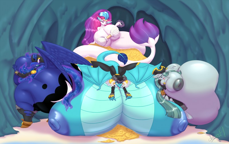 5_fingers anthro belly big_belly big_breasts breasts clothing cutie_mark female fingers group horn huge_belly huge_breasts hyper hyper_belly hyper_breasts membrane_(anatomy) membranous_wings non-mammal_breasts tail tongue tongue_out wings blues64 lesang friendship_is_magic hasbro my_little_pony my_little_pony:_the_movie_(2017) mythology marble_pie_(mlp) princess_ember_(mlp) princess_luna_(mlp) queen_novo_(mlp) dragon equid equine mammal mythological_creature mythological_equine mythological_scalie scalie winged_unicorn absurd_res hi_res signature