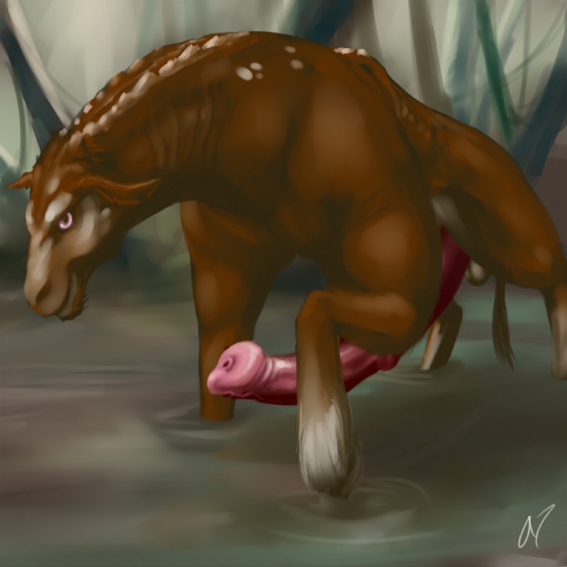 animal_genitalia animal_penis balls big_penis equine_genitalia equine_penis erection feral genitals hooves huge_penis male penis pink_eyes solo spots antar_dragon celtic_mythology european_mythology mythology kelpie mythological_creature mythological_equine 1:1