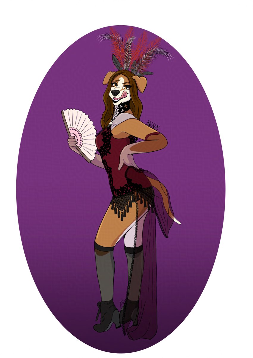 anthro burlesque burlesquer female galaxylynx solo novalynxa supernova beagle canid canine canis domestic_dog hunting_dog mammal scent_hound adversarial_noise hi_res