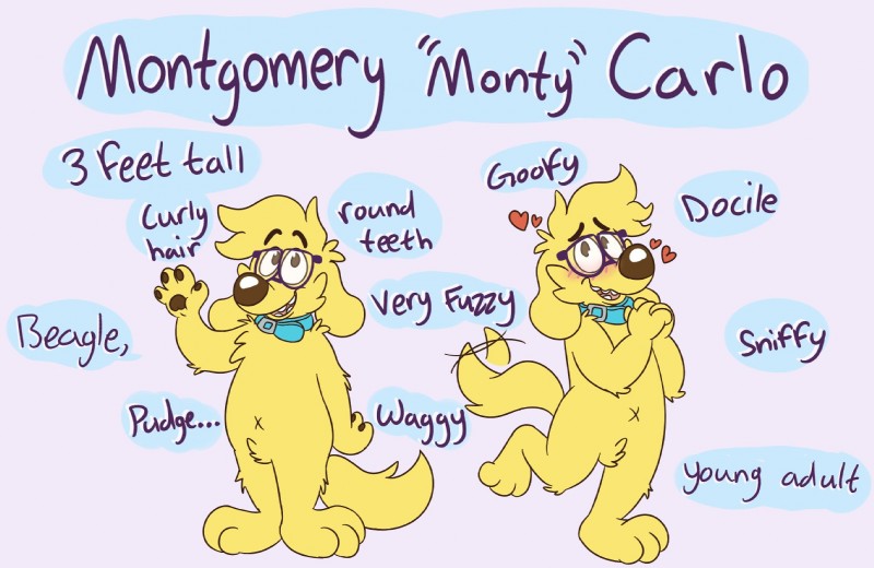 solo text montypup montgomery_carlo canid canine canis domestic_dog mammal 2013 digital_media_(artwork) english_text full-length_portrait hi_res model_sheet portrait