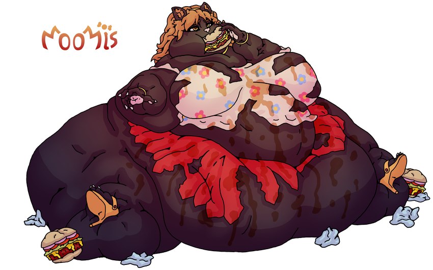 5_fingers 5_toes ahegao anthro belly belly_expansion big_belly big_breasts big_butt breasts burger butt chubby_cheeks clothed clothing cross-eyed double_chin expansion eyebrows eyelashes feeding feet female fingers food force_feeding forced fur greasy hindpaw huge_belly huge_breasts huge_butt huge_hips huge_thighs humanoid_feet hyper hyper_belly hyper_butt hyper_thighs immobile inflation looking_pleasured morbidly_obese morbidly_obese_anthro morbidly_obese_female navel neck_tuft no_underwear obese obese_anthro obese_female open_mouth overweight overweight_anthro overweight_female pawpads paws plantigrade simple_background sitting solo thick_thighs toes tuft weight_gain white_background wide_hips moomis domestic_cat felid feline felis mammal 16:10 absurd_res digital_drawing_(artwork) digital_media_(artwork) hi_res widescreen