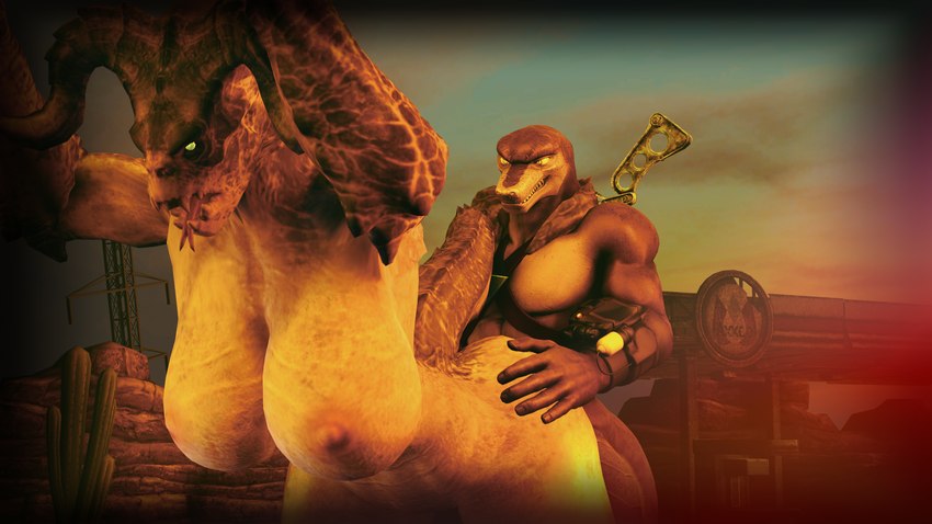 anthro areola big_breasts breasts butt butt_grab duo female from_behind_position hand_on_butt male male/female nipples non-mammal_breasts nude sex size_difference smaller_male tongue tongue_out nofurynomad fallout microsoft petruz_(copyright) femclaw lizard_(petruz) deathclaw lizard reptile scalie 16:9 3d_(artwork) digital_media_(artwork) hi_res source_filmmaker_(artwork) widescreen