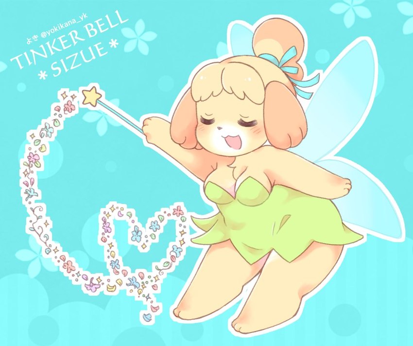 isabelle and tinker bell (animal crossing and etc) created by yokikana yk