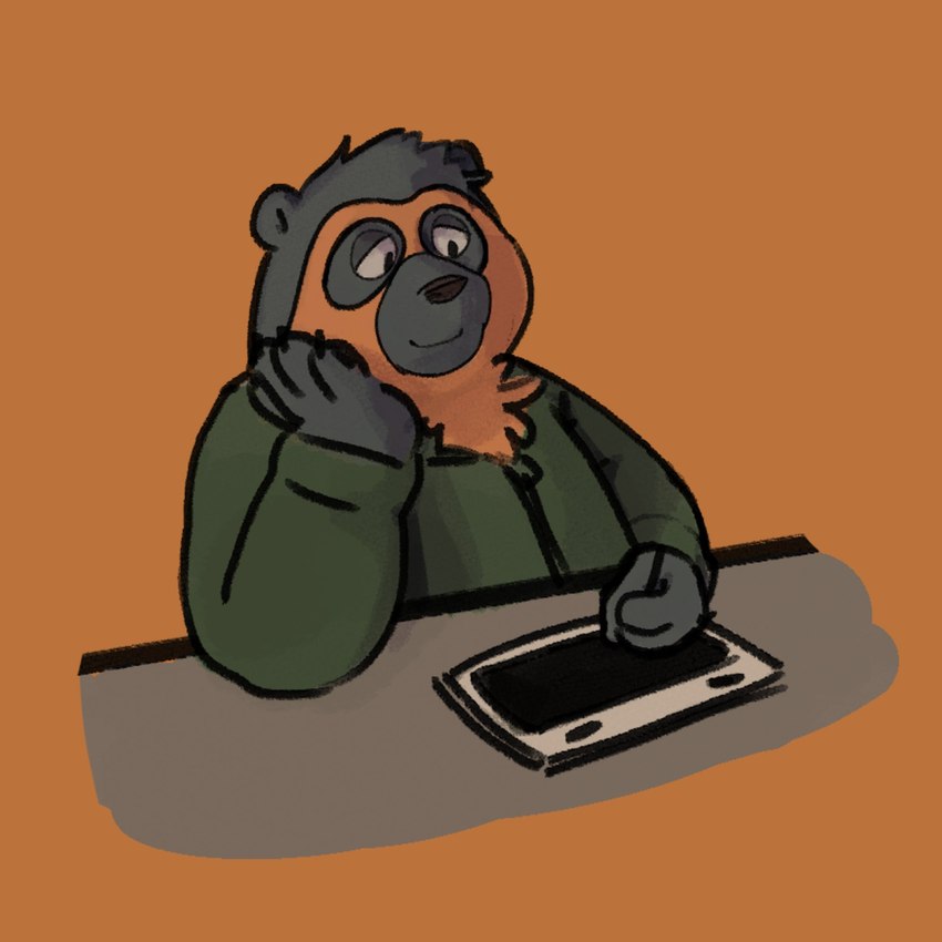 4_fingers anthro biped black_nose clothed clothing drawing fingers humanoid_hands simple_background solo lentejota6 bear mammal short-faced_bear spectacled_bear 1:1 2022 hi_res