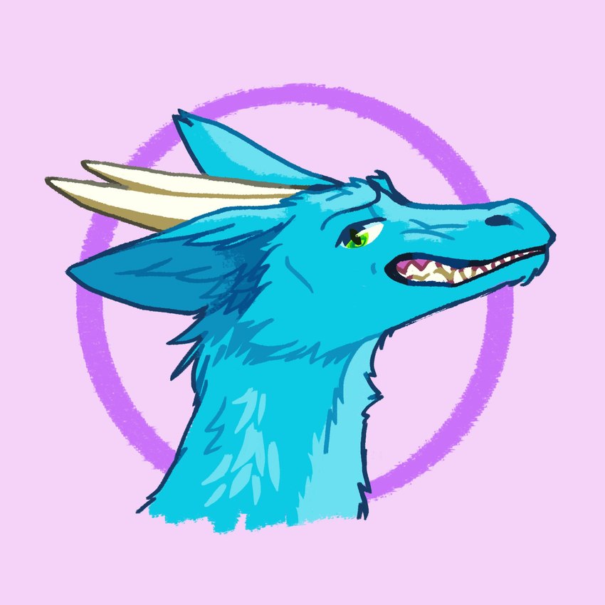 ambiguous_form ambiguous_gender blue_body blue_fur eyebrows fur green_eyes horn looking_at_viewer pink_background side_view simple_background snout solo teeth white_horn dyyrlysh mythology blanket_(character) dragon furred_dragon furred_scalie mythological_creature mythological_scalie scalie 1:1 2021 digital_drawing_(artwork) digital_media_(artwork) headshot_portrait hi_res krita_(artwork) portrait shaded