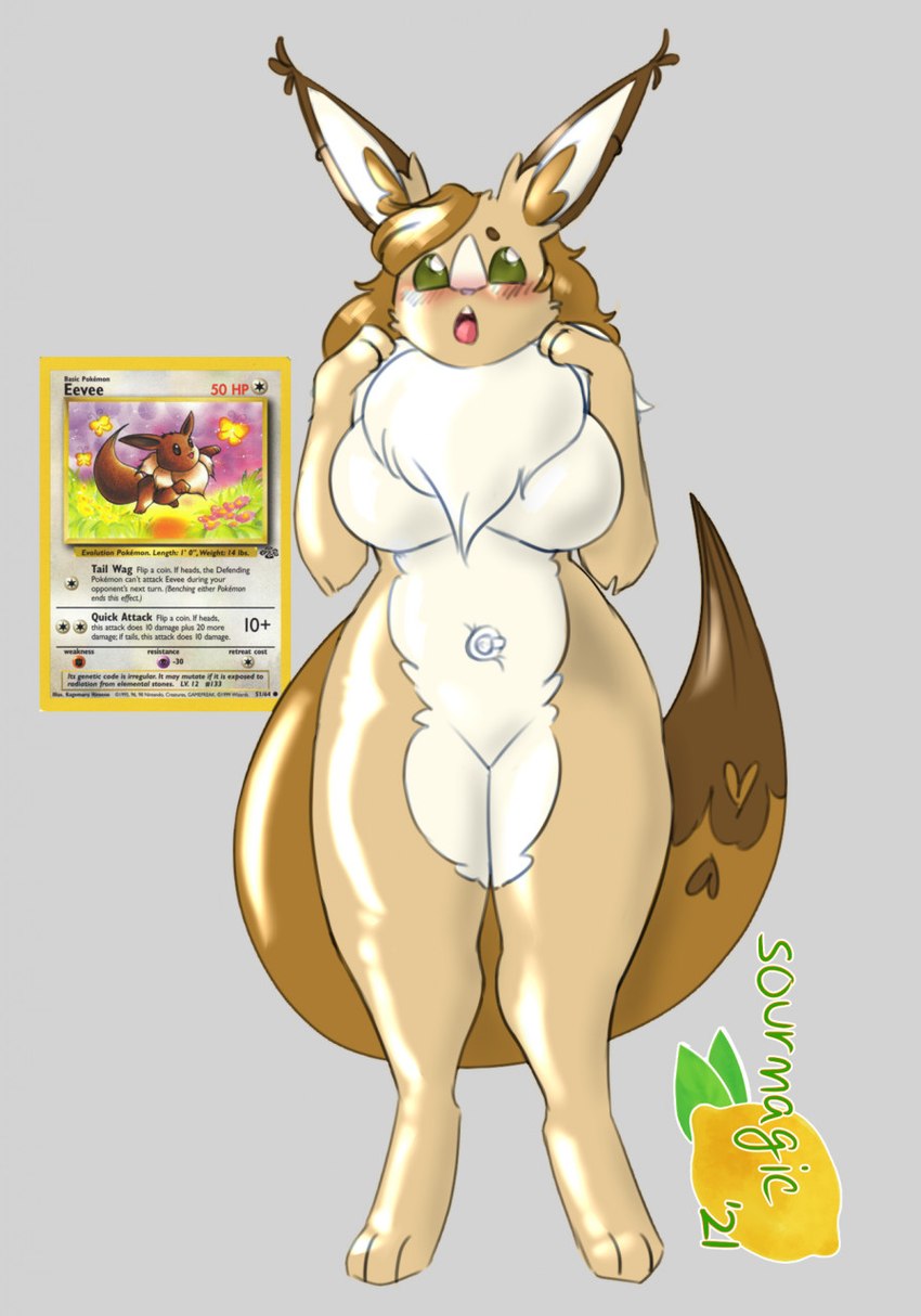 anthro blonde_hair blush clothing female glistening glistening_body hair inflatable latex latex_clothing latex_skinsuit markings open_mouth pool_toy rubber_clothing skinsuit solo surprise surprised_expression thick_thighs tight_clothing transformation wide_hips yellow_body sourmagic nintendo pokemon levi_kyros animate_inanimate eevee generation_1_pokemon pokemon_(species) valta hi_res