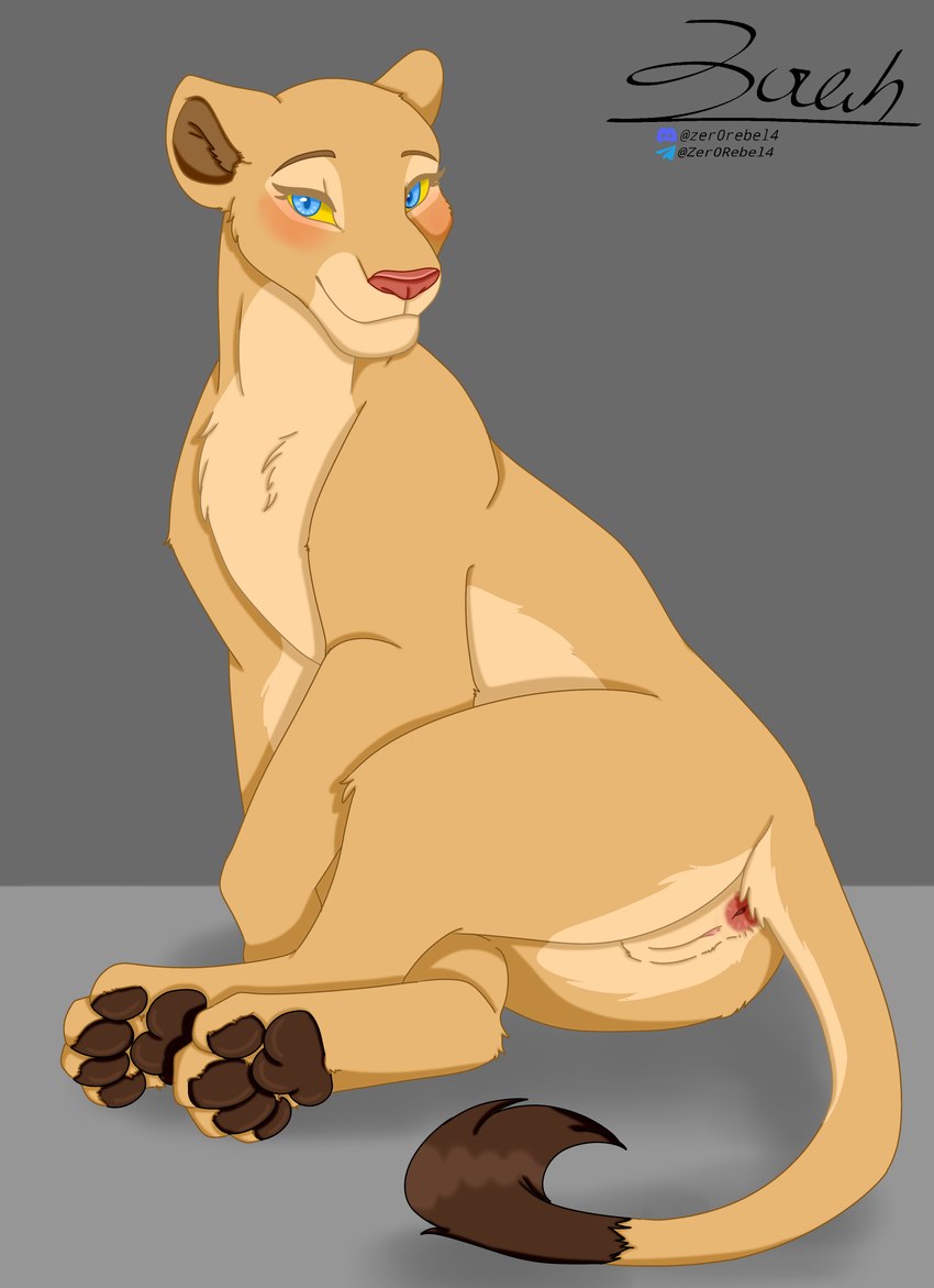 anus blue_eyes blush butt countershading female feral fur genitals looking_at_viewer markings pawpads paws presenting presenting_anus presenting_hindquarters presenting_pussy pussy raised_tail sitting smile solo tail tail_anus tan_body tan_fur tan_markings yellow_sclera zer0rebel4 discord_(app) disney telegram the_lion_king nala_(the_lion_king) felid lion mammal pantherine 2024 absurd_res full-length_portrait hi_res portrait