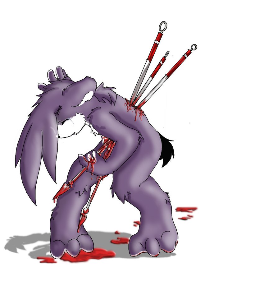 anthro blood bodily_fluids crying depressing gore impalement male melee_weapon multi_impale nude polearm solo spear tears weapon wounded tbid lagomorph leporid mammal rabbit hi_res source_request