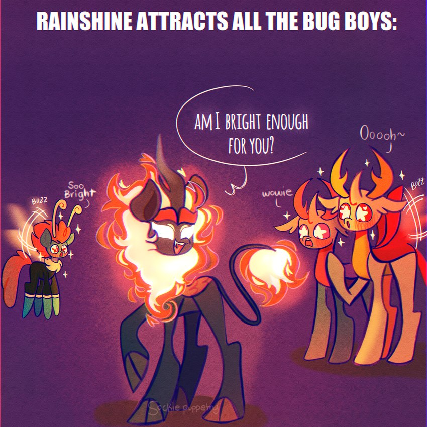 buzzing female fire flaming_hair flaming_mane flaming_tail flapping_wings group male pseudo_hair pseudo_mane sparkles sparkling_eyes star_eyes tail text sockiepuppetry asian_mythology chinese_mythology east_asian_mythology friendship_is_magic hasbro my_little_pony mythology pharynx_(mlp) queen_rain_shine_(mlp) seabreeze_(mlp) thorax_(mlp) arthropod breezie_(mlp) changeling dragon equid fairy kirin mammal mythological_creature mythological_scalie nirik reformed_changeling scalie 1:1 english_text hi_res